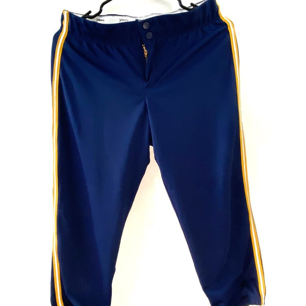 INTENSITY Women's Pockets Side Stripe Adjustable Waist Softball Pants, Blue, M